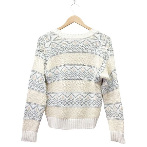 Vintage Liz Sport Fair Isle Pastel Neutral Cropped V Neck Sweater Size P | XS - Picture 6 of 11